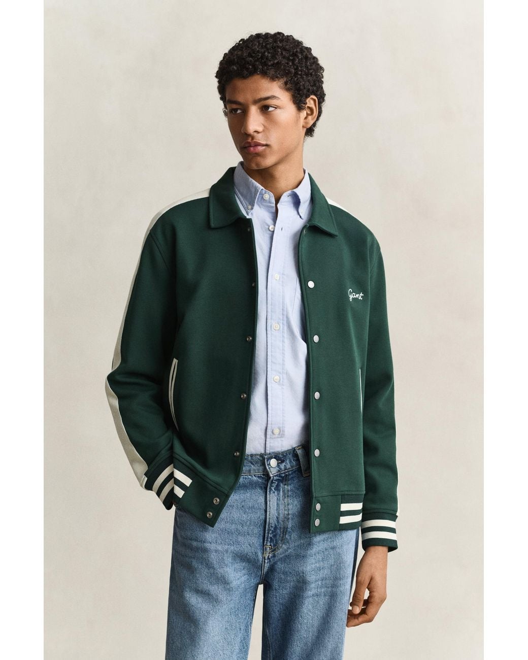 Gant Green Interlock Buttoned Jacket Tartan for men