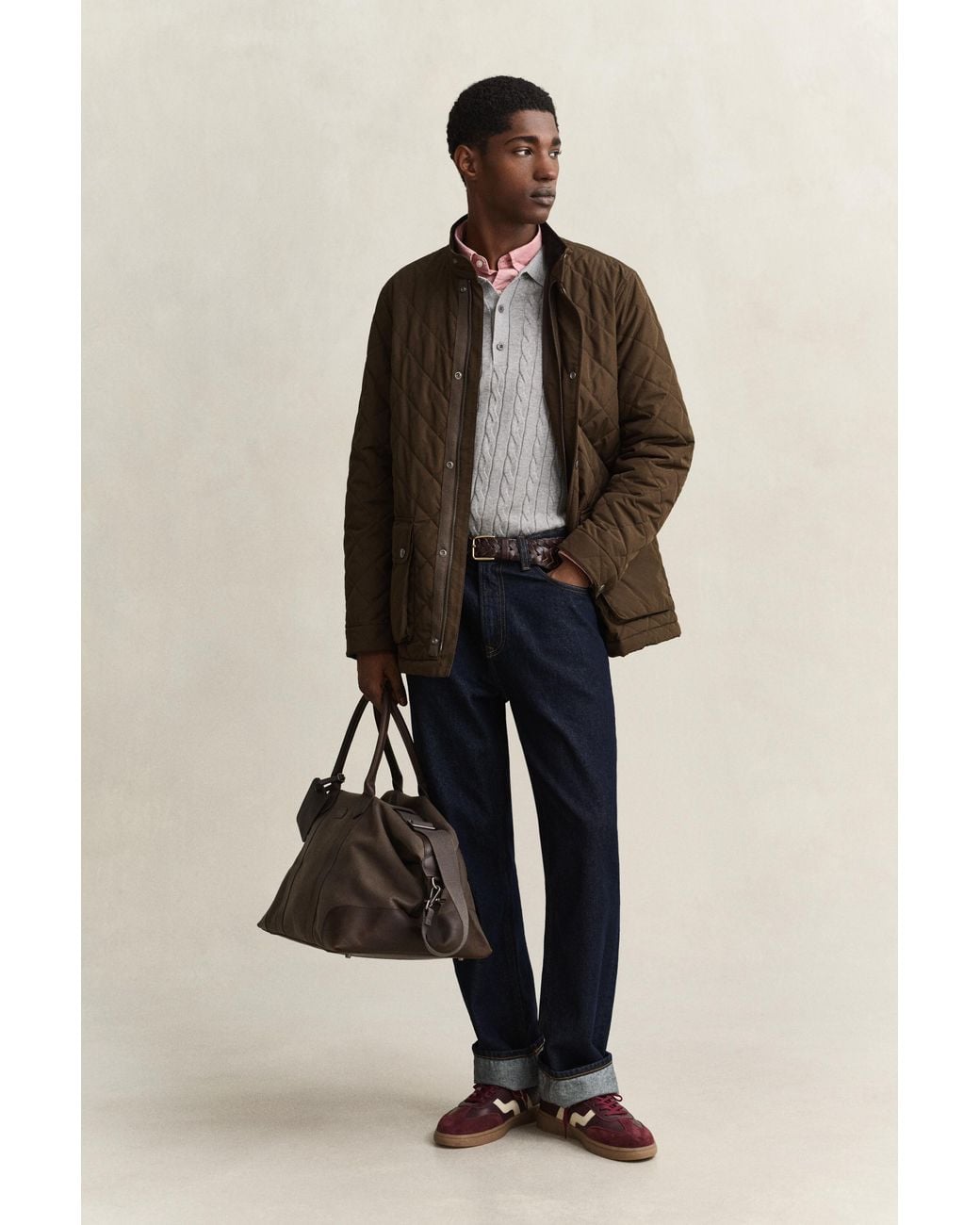 Gant Brown Quilted Mid Jacket for men