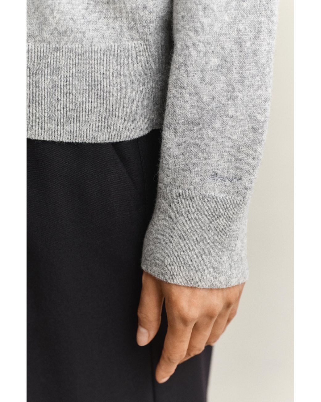 Gant Gray Superfine Lambswool Crew Neck Sweater Melange