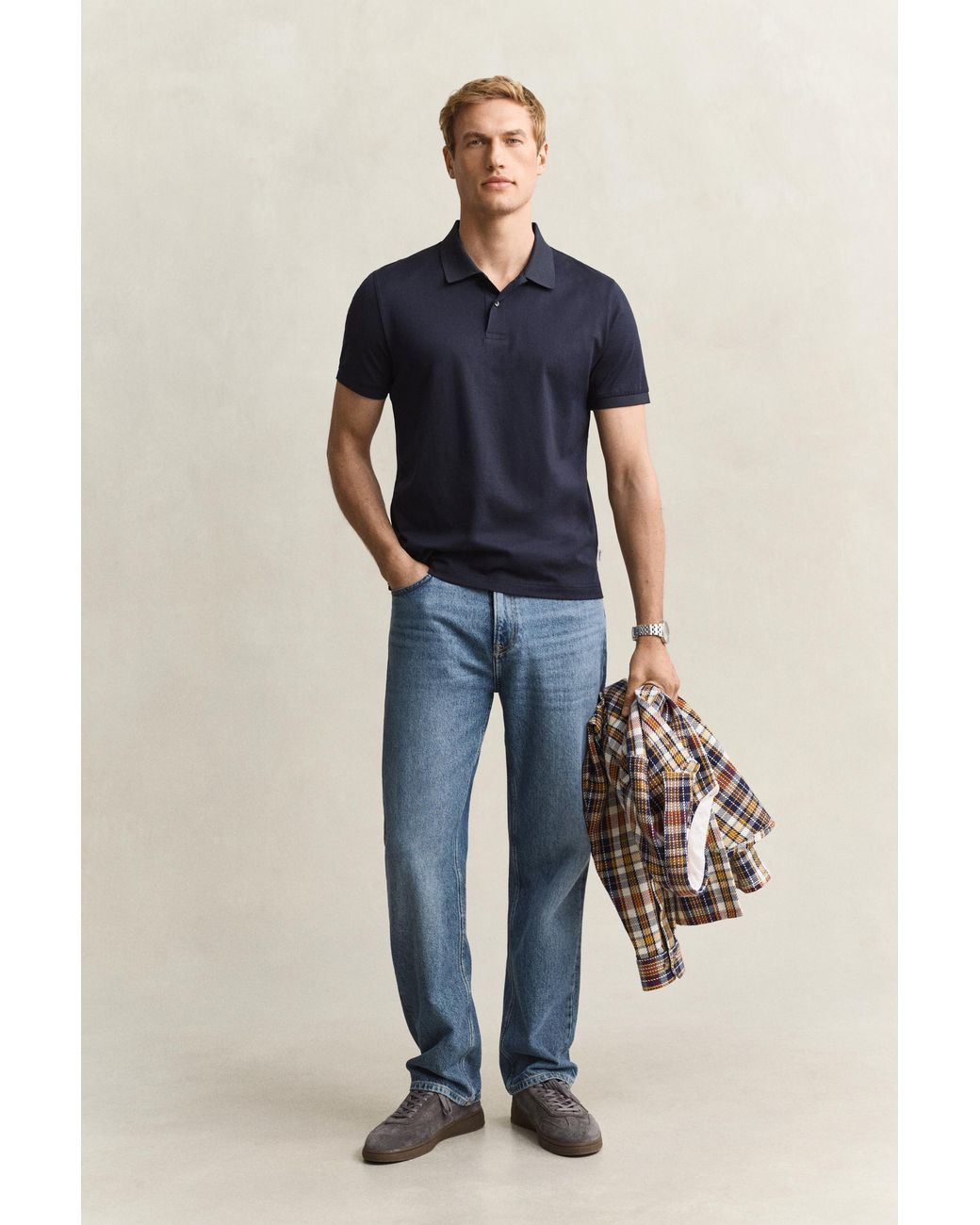 Gant Blue Pima Cotton Polo Shirt Evening for men