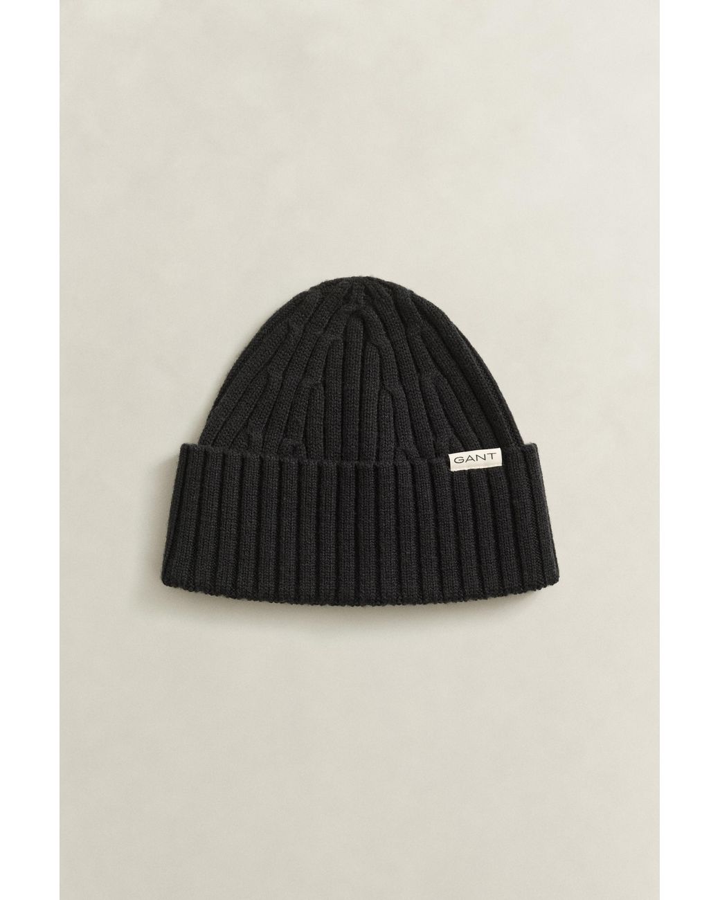 Gant Black Merino Wool Beanie for men