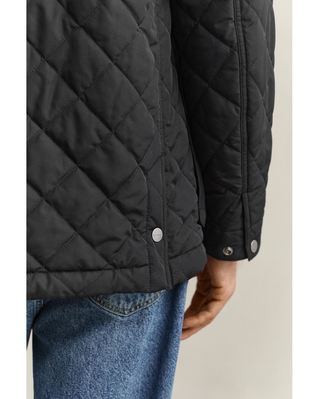 Gant Black Quilted Mid Jacket for men