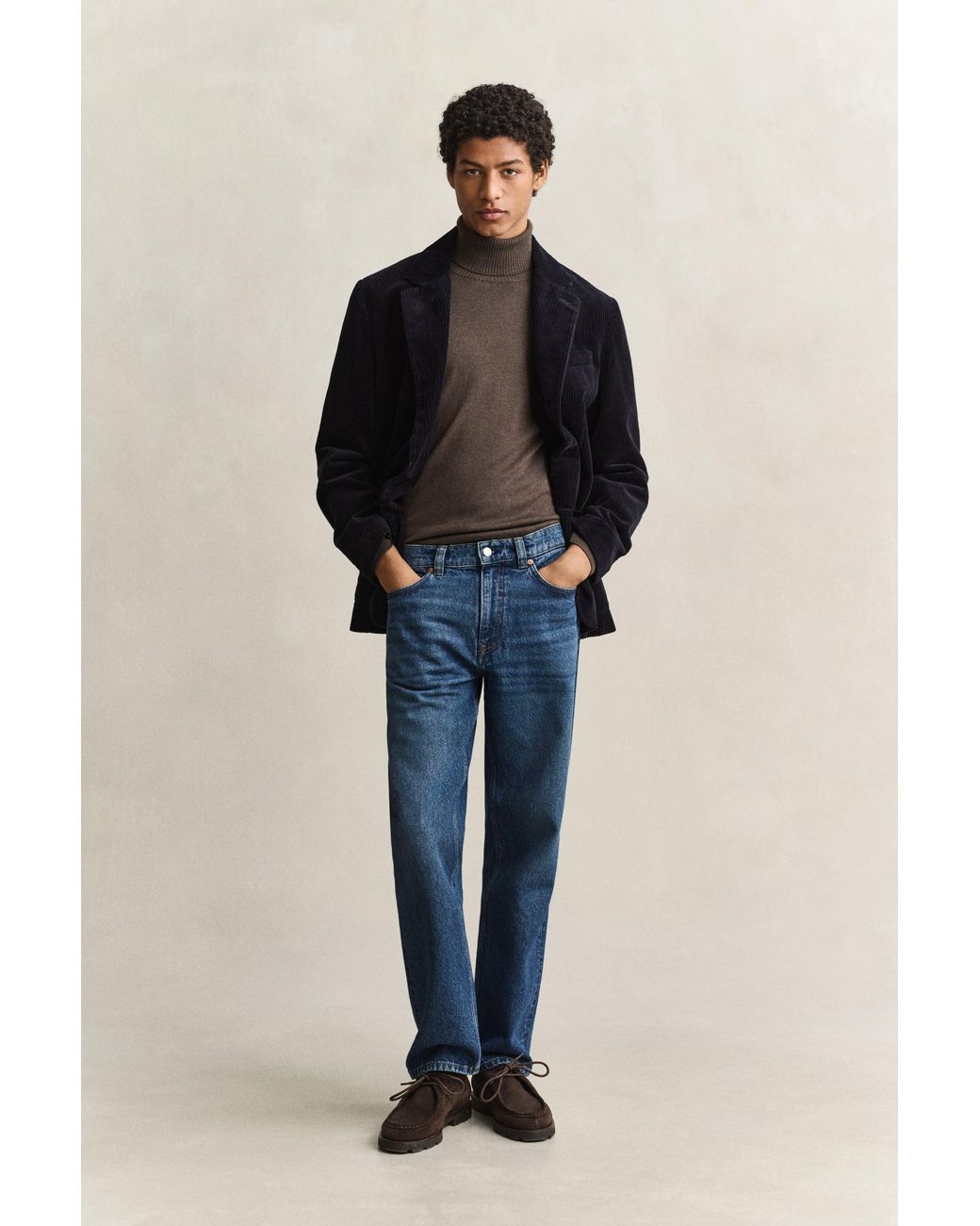 Gant Blue Cotton Wool Turtleneck Sweater Melange for men