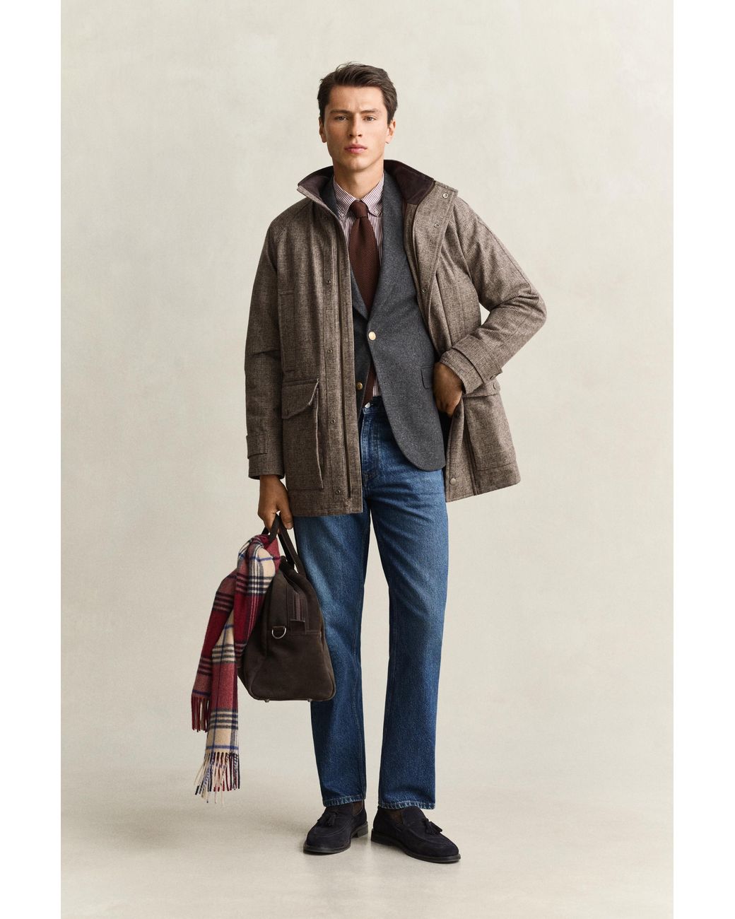 Gant Brown Wool Blend Double Decker Jacket for men
