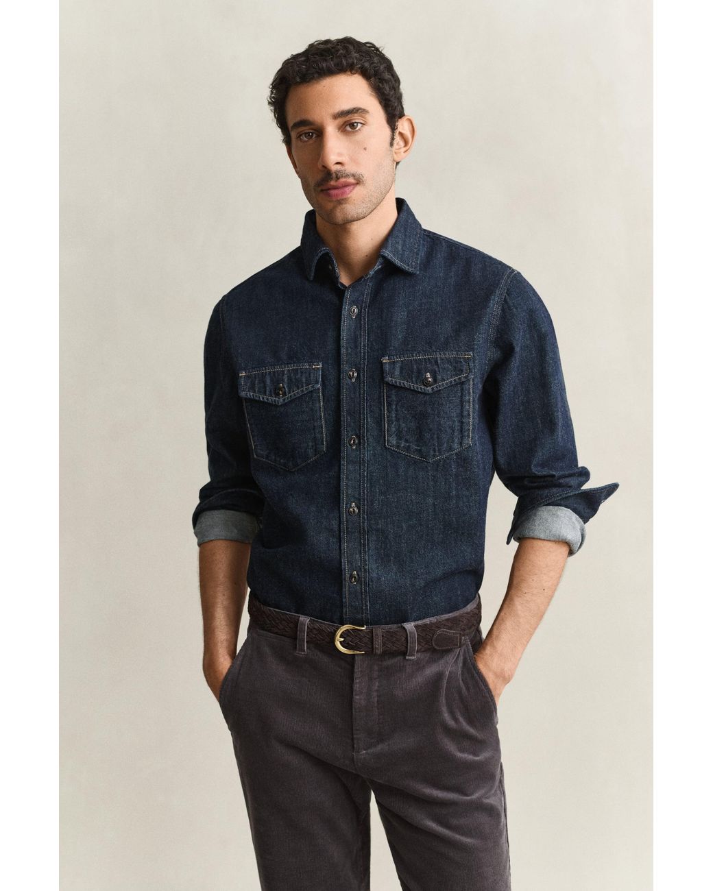 Gant Blue Denim Selvedge Shirt Dark for men