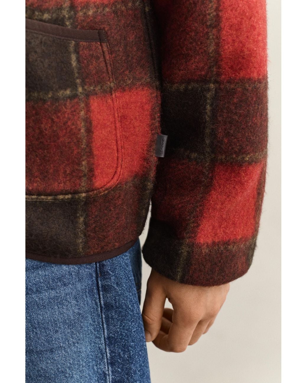 Gant Red Checked Fleece Jacket for men