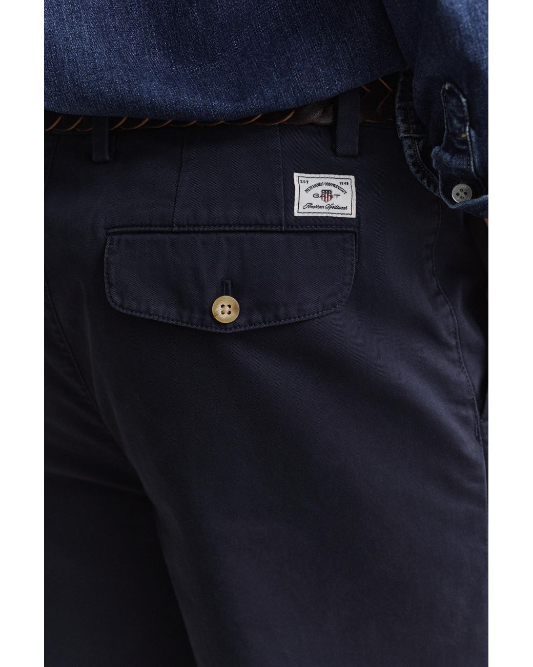 Gant Blue Cotton Twill Chinos Evening for men