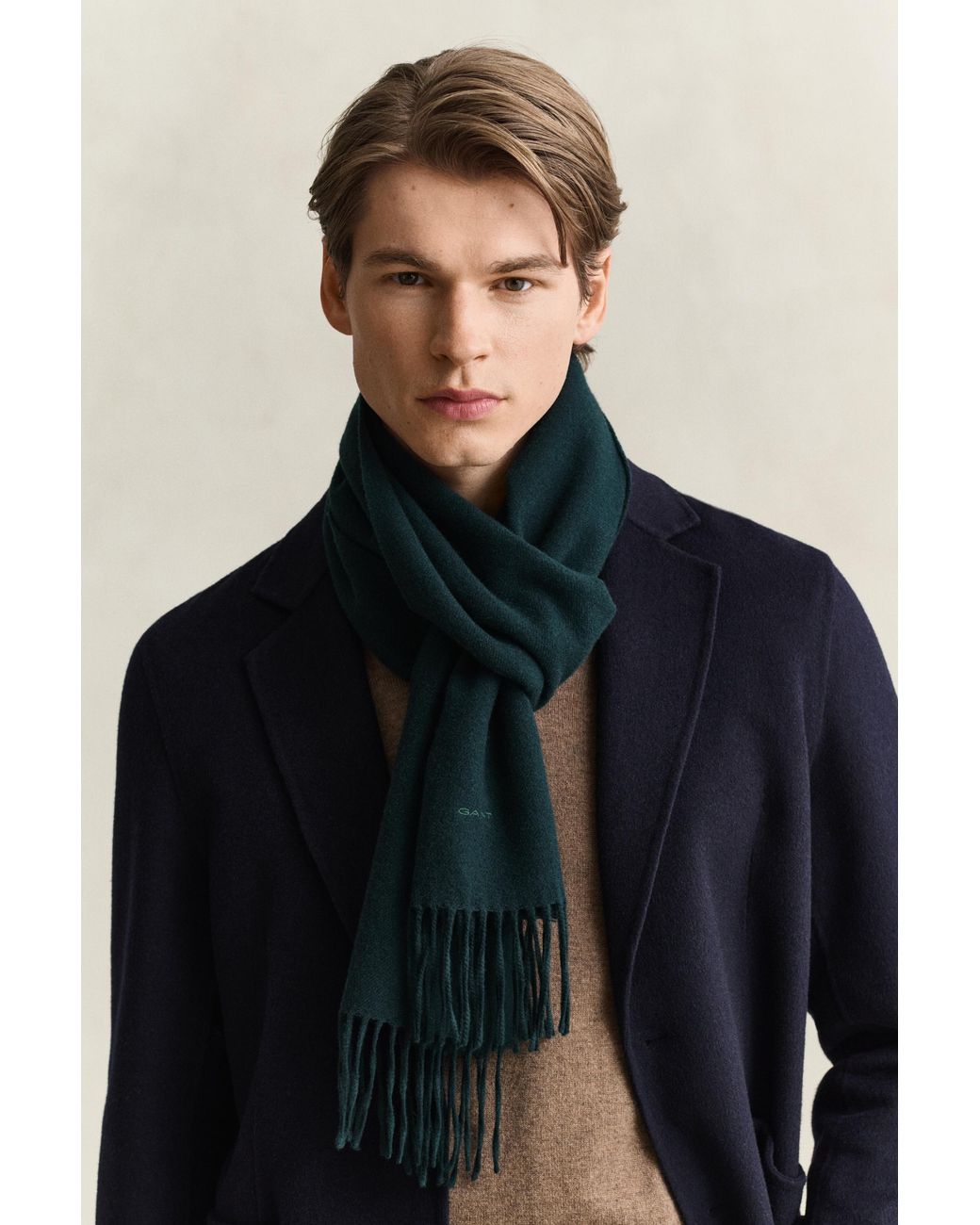 Gant Blue Wool Scarf Tartan for men