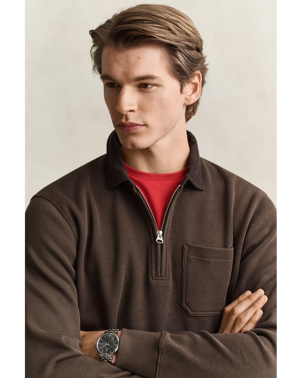 Gant Brown Half Zip Rugger for men