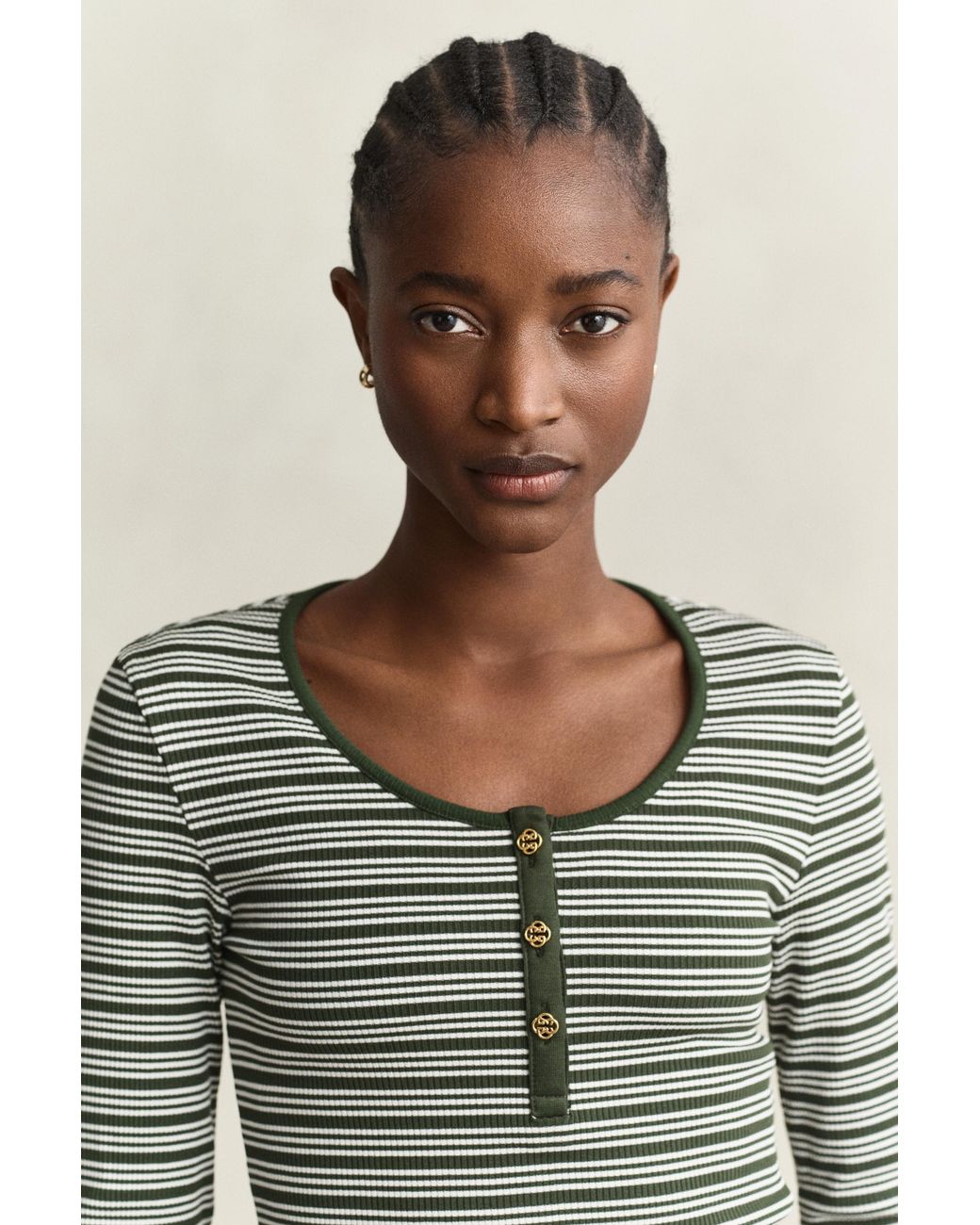 Gant Blue Ribbed Long Sleeve Henley Top