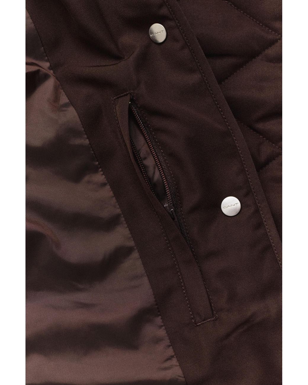 Gant Brown Fitted Quilted Coat Deep