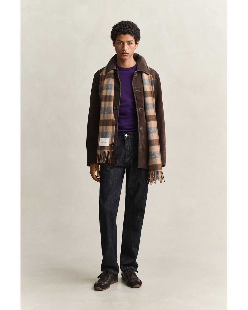 Gant Purple Lambswool Crew Neck Sweater for men