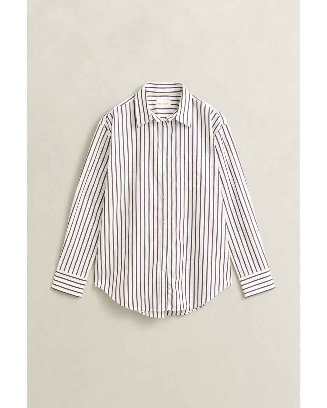 Gant White Relaxed Fit Classic Striped Poplin Shirt