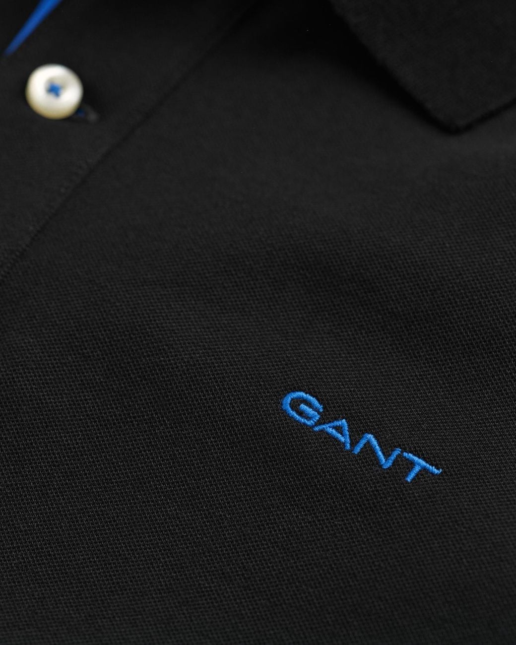 Gant Black Regular Fit Short Sleeve Contrast Pique Rugger Colour: 5 for men