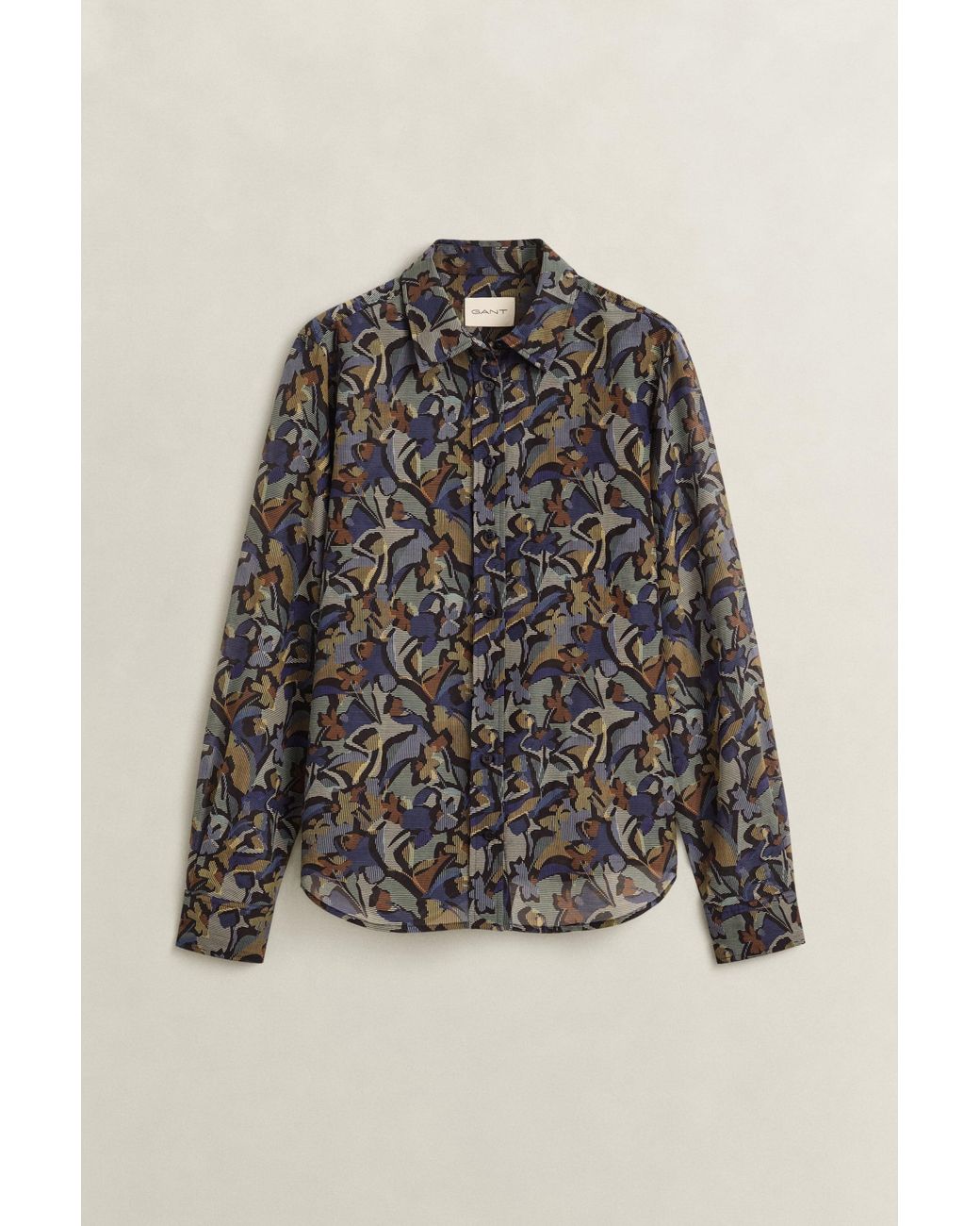 Gant Blue Printed Cotton Silk Shirt Evening