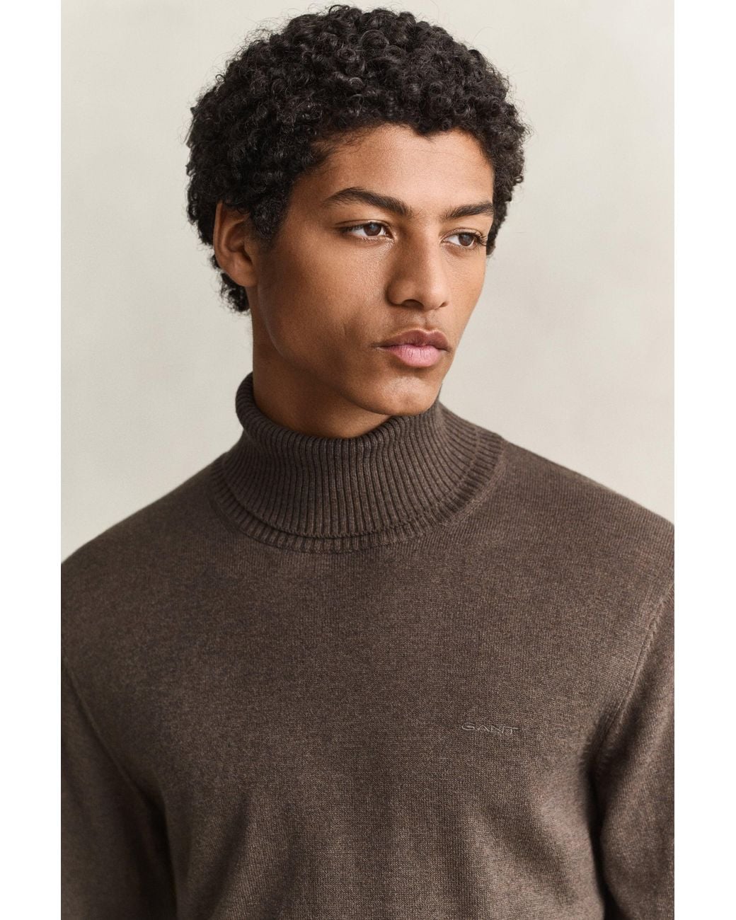 Gant Blue Cotton Wool Turtleneck Sweater Melange for men