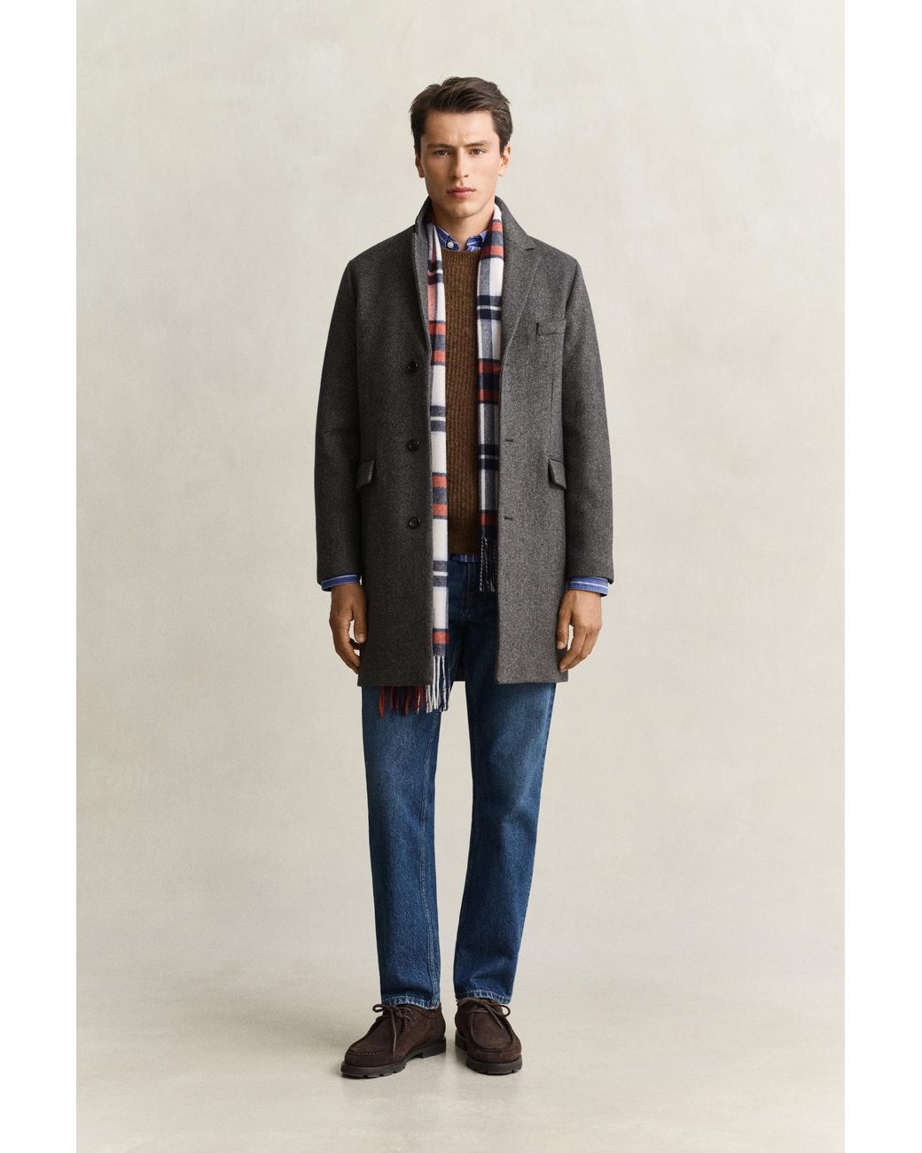 Gant Brown Two-Toned Wool Coat for men