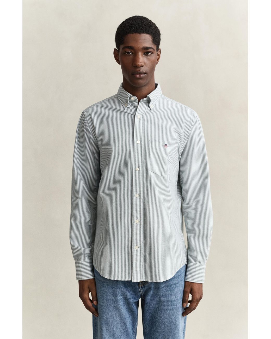 Gant Gray Classic Regular Striped Oxford Shirt for men