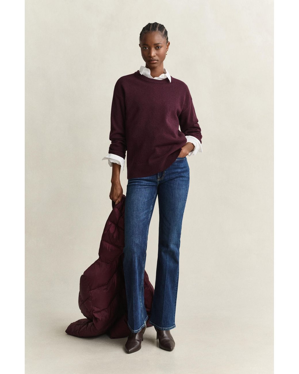 Gant Red Superfine Lambswool Crew Neck Sweater