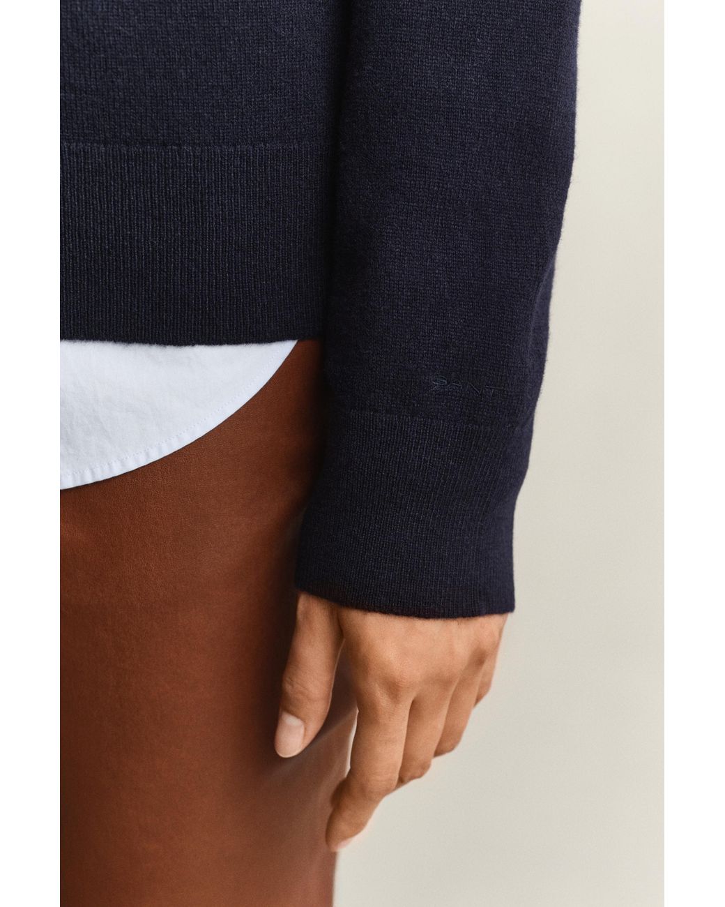 Gant Blue Superfine Lambswool Crew Neck Sweater Evening