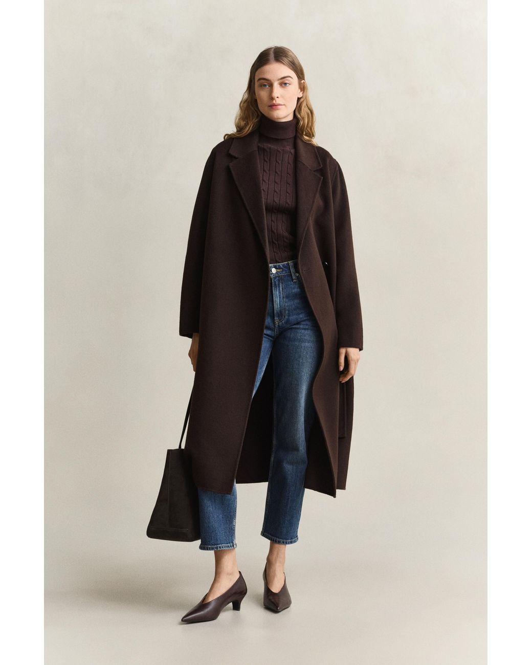 Gant Blue Handstitched Belted Coat Deep