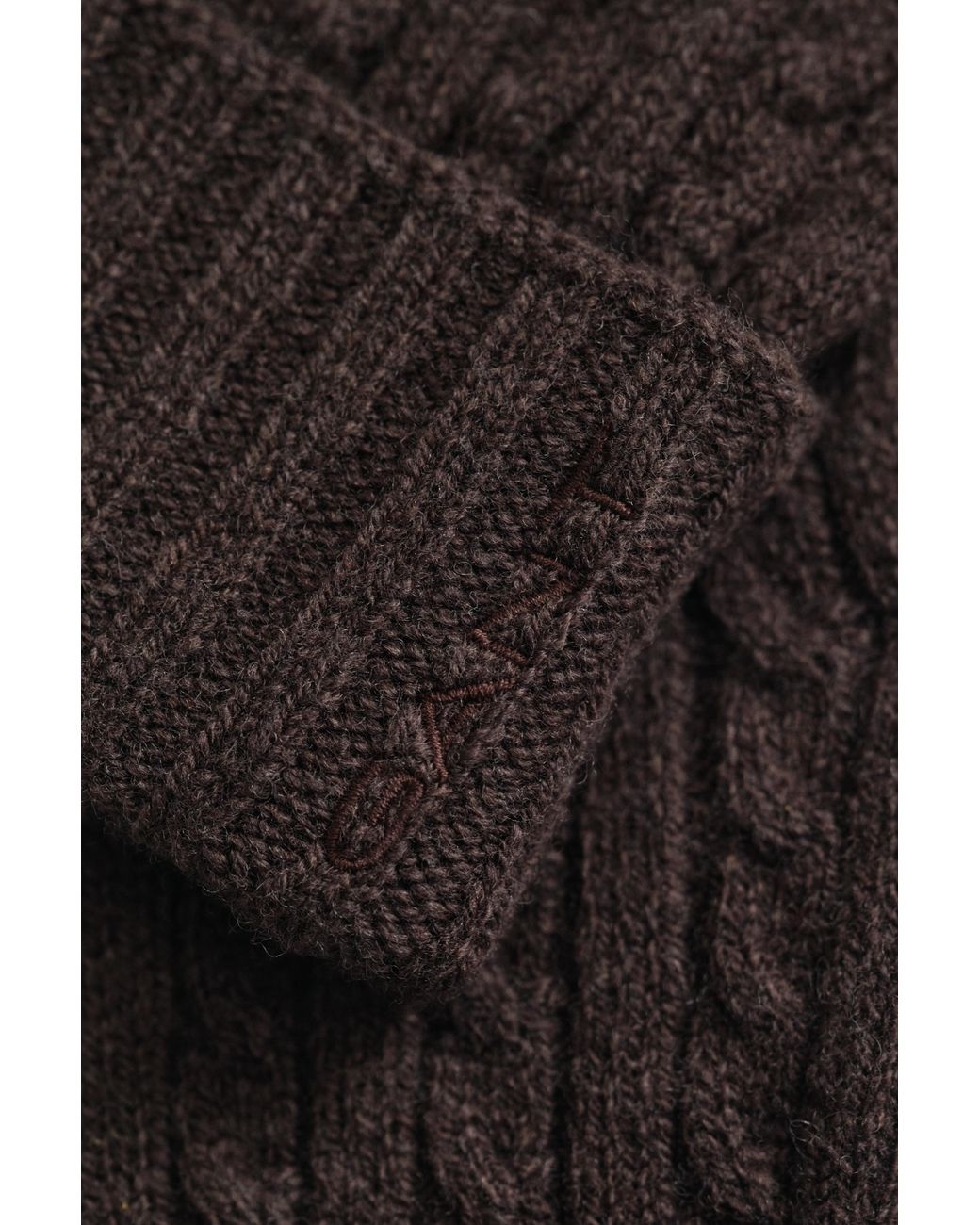Gant Black Wool Cable Knit Gloves Deep