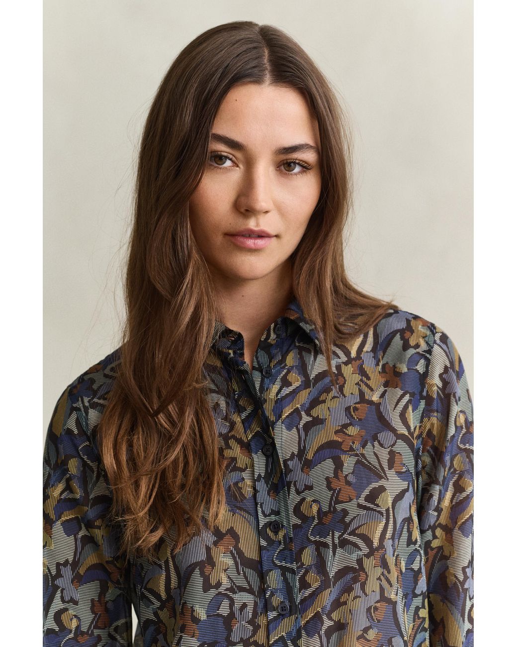 Gant Blue Printed Cotton Silk Shirt Evening