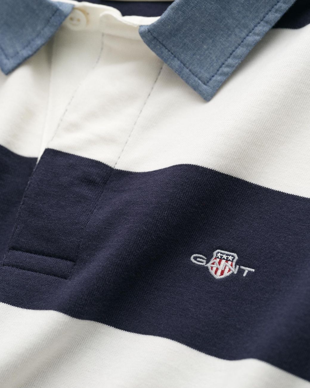 Gant Blue Chambray Collar Striped Heavy Rugger for men