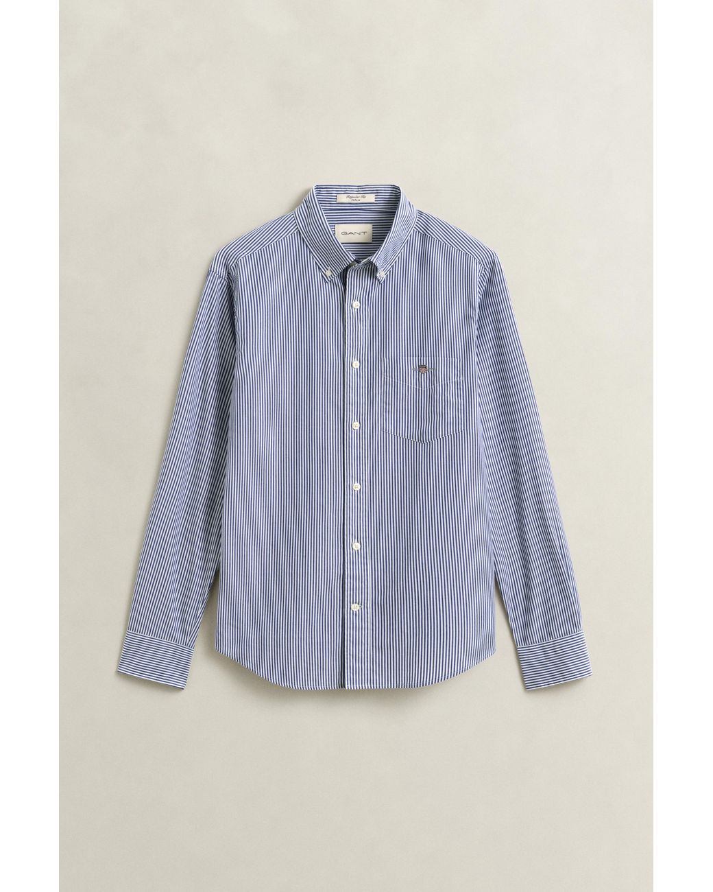 Gant Blue Classic Regular Striped Poplin Shirt College for men
