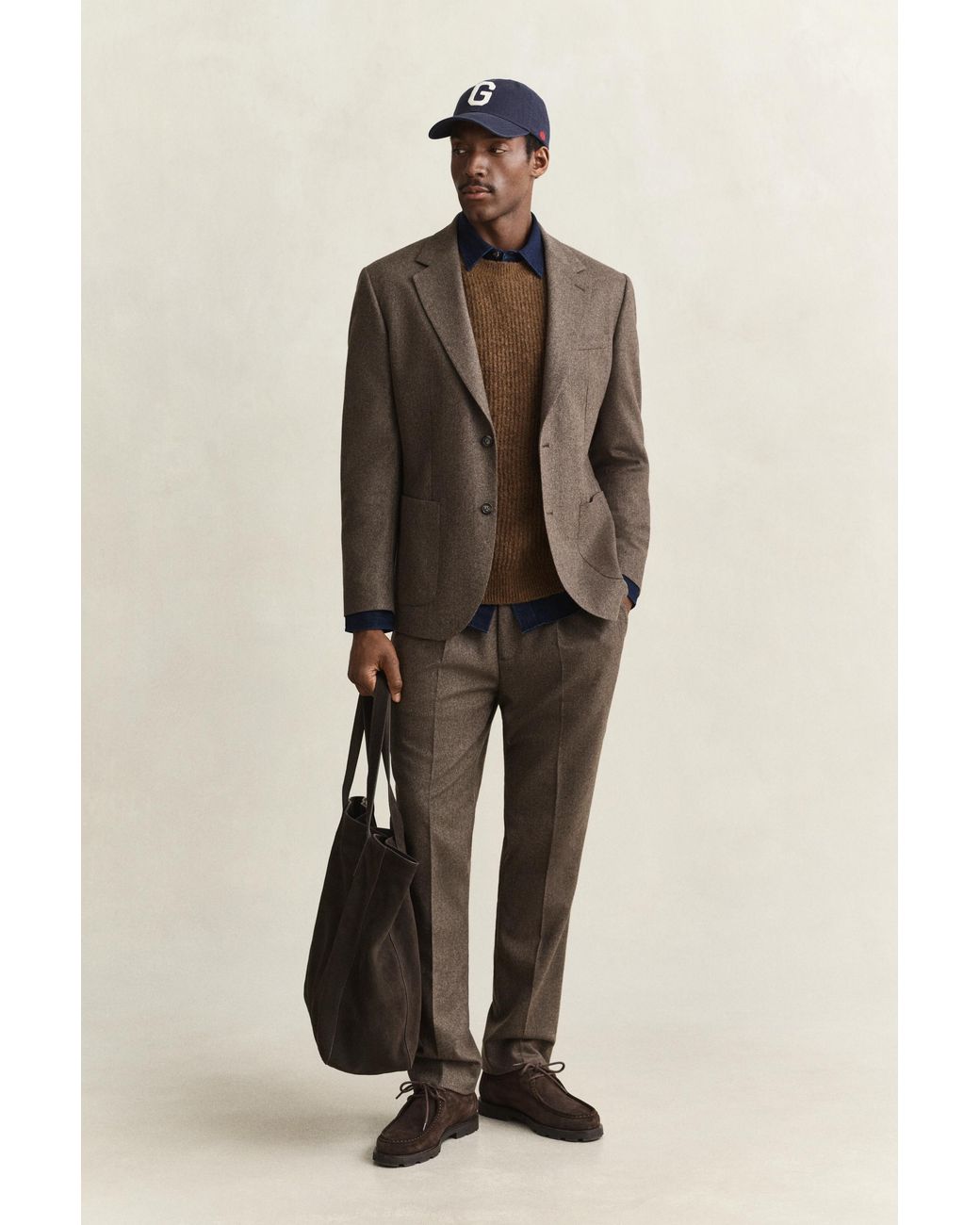 Gant Brown Wool Herringbone Suit Jacket for men