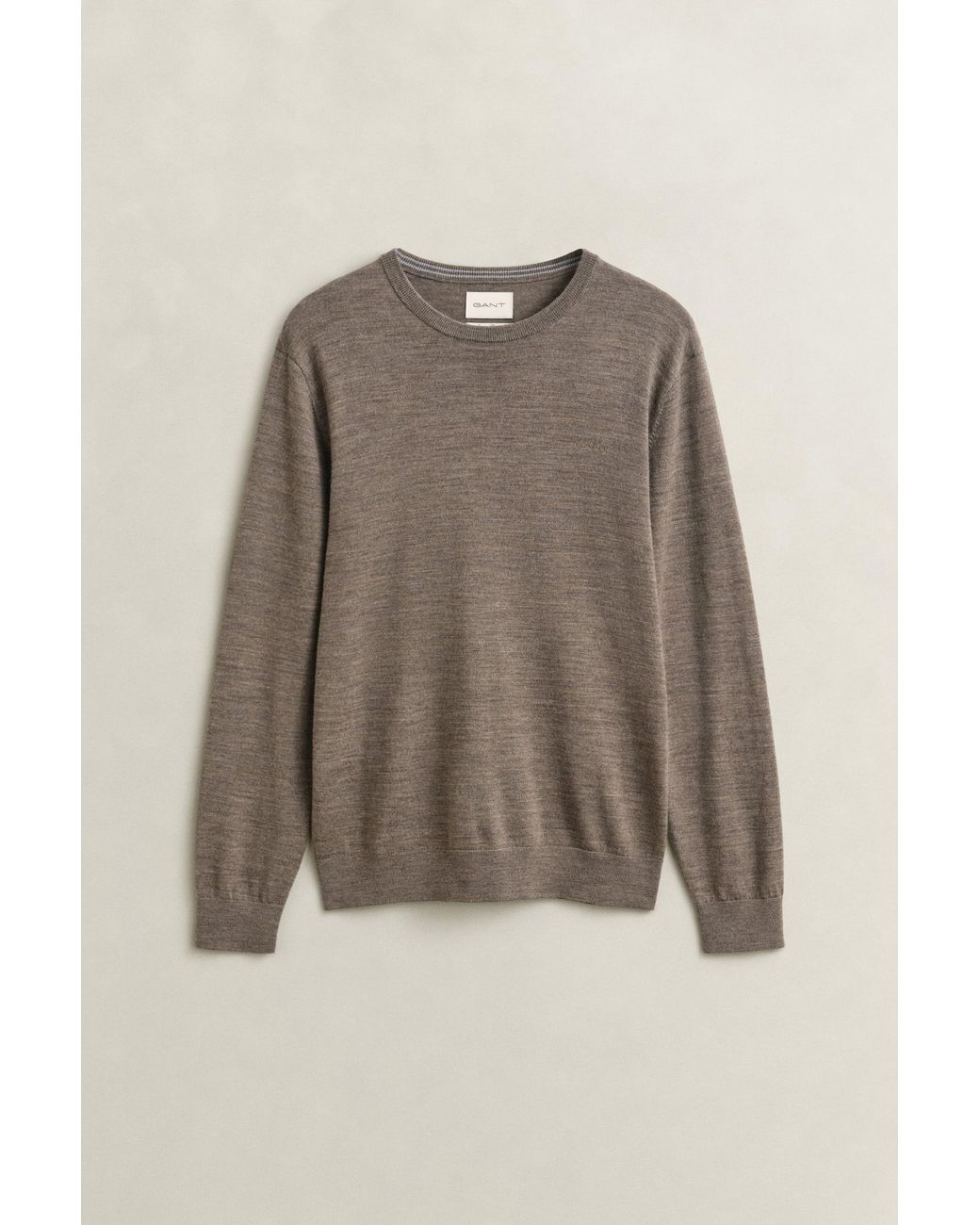 Gant Brown Merino Wool Crew Neck Sweater for men