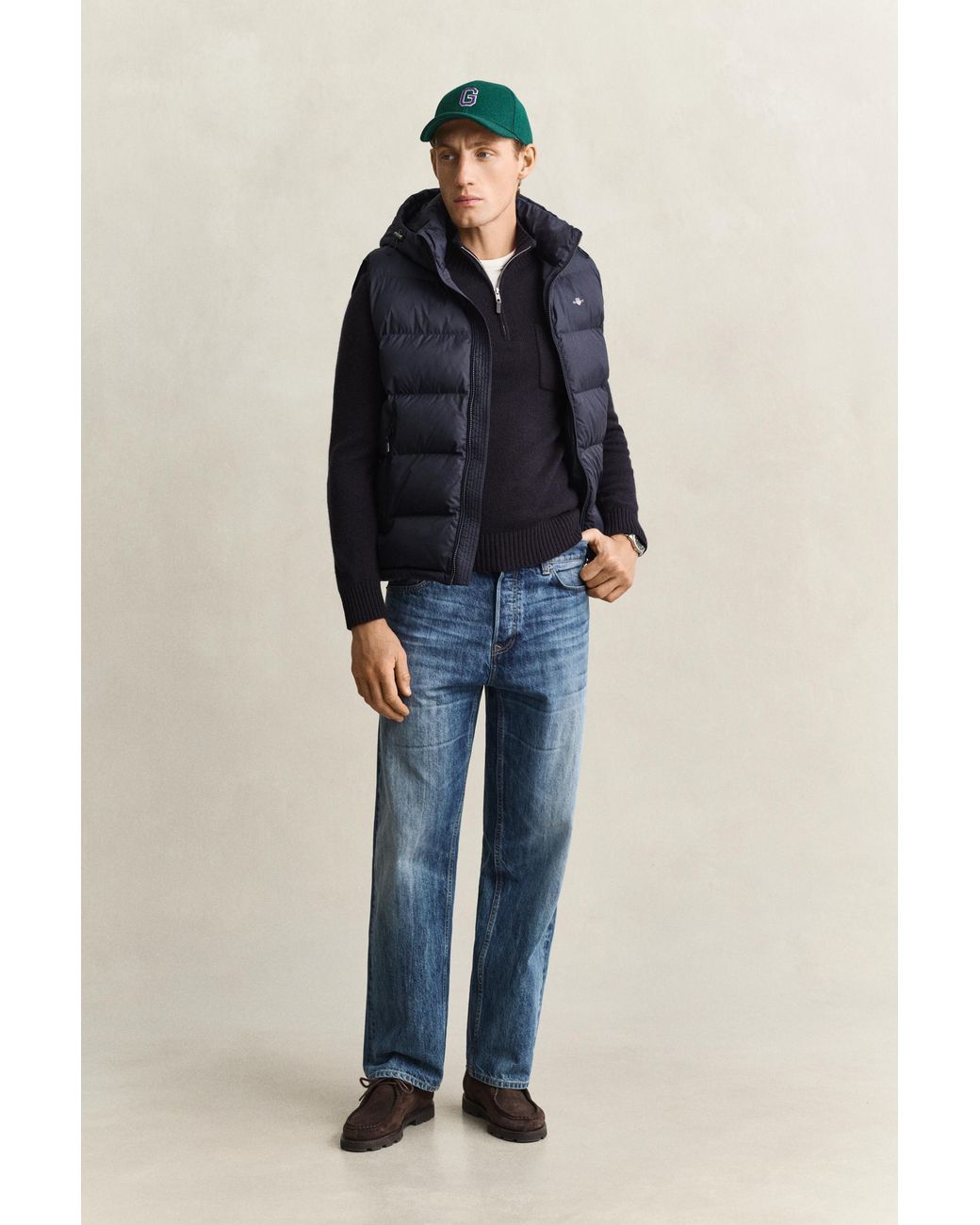 Gant Blue Cashmere Half-Zip Sweater Evening for men