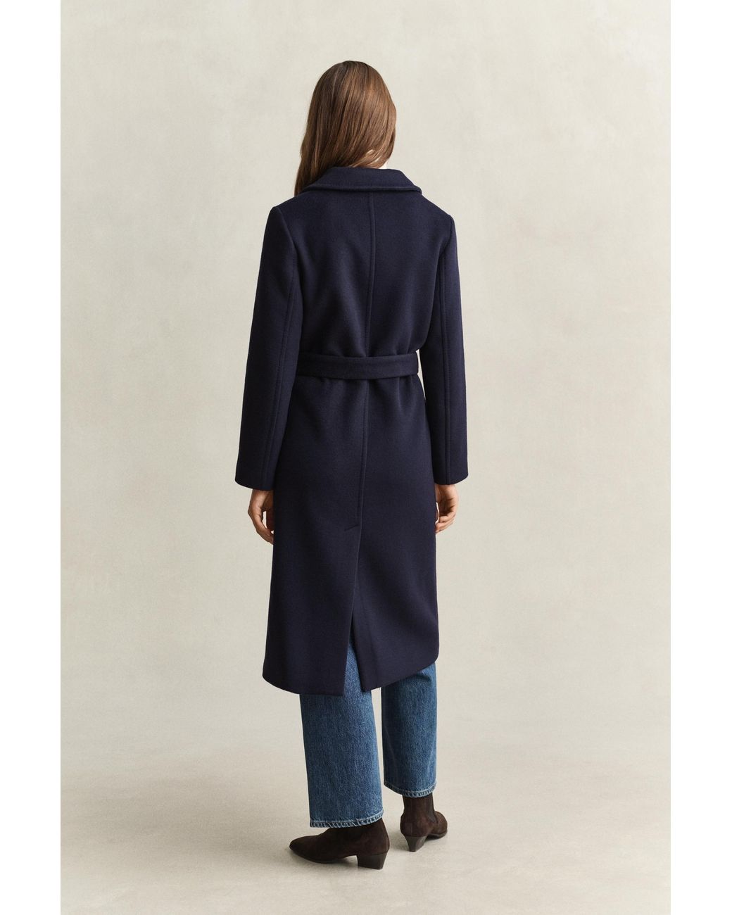 Gant Blue Belted Wool Blend Coat Evening