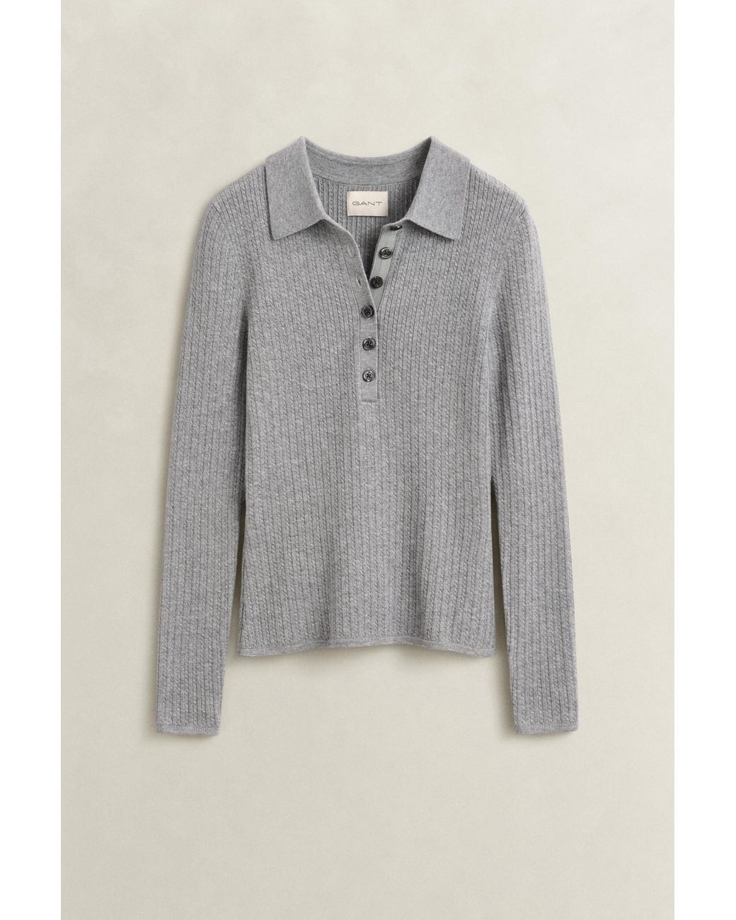 Gant Gray Cable Knit Top Melange