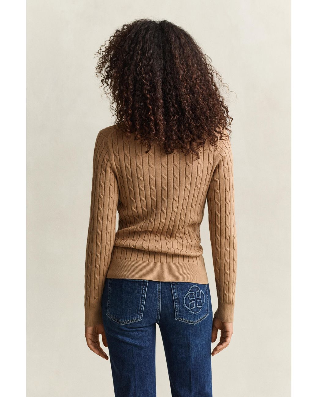 Gant Blue Classic Cable Knit Sweater Warm