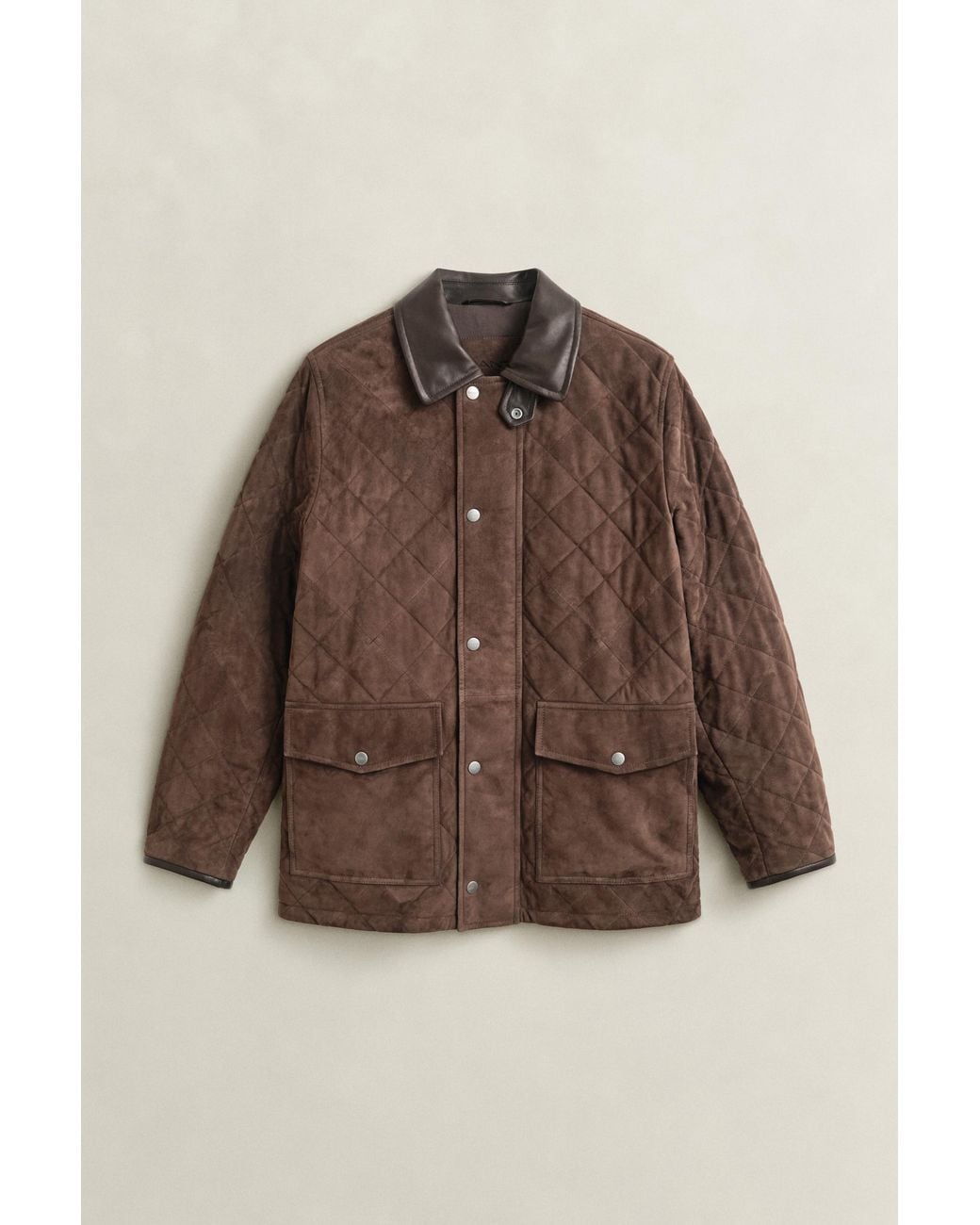 Gant Brown Quilted Suede Jacket for men