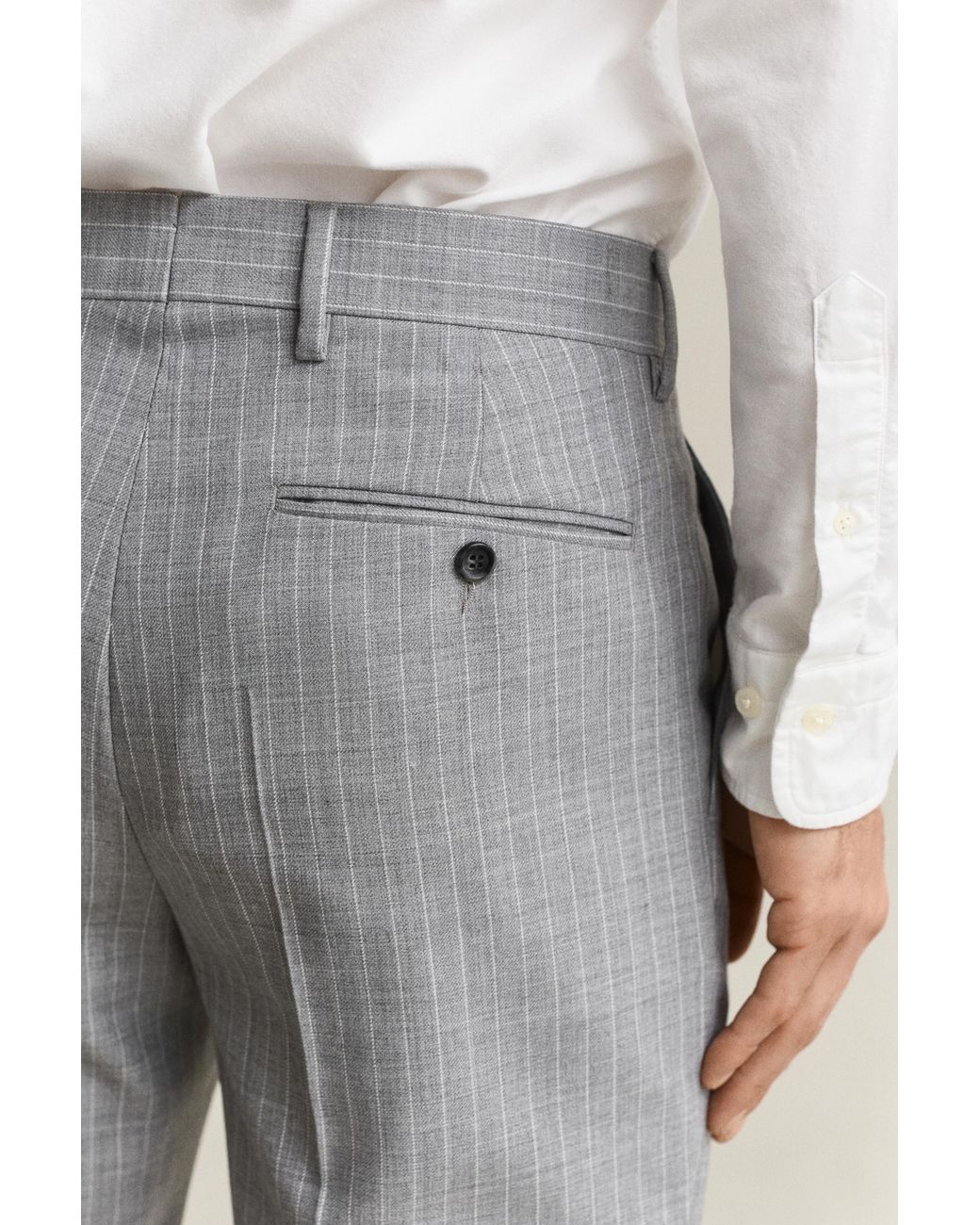 Gant Gray Pinstriped Suit Pants Melange for men