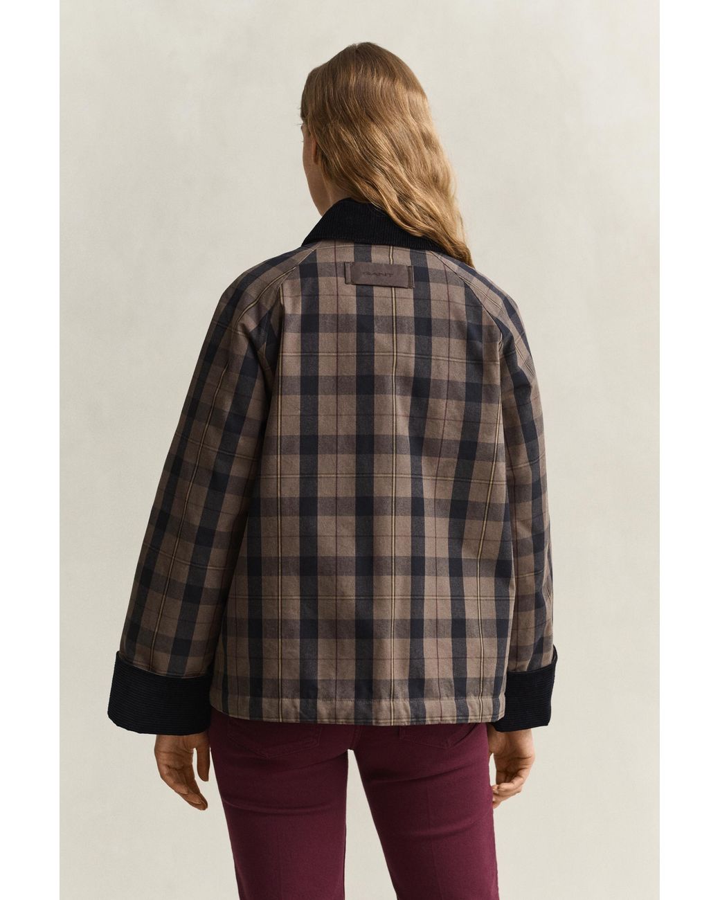 Gant Brown Check Waxed Jacket