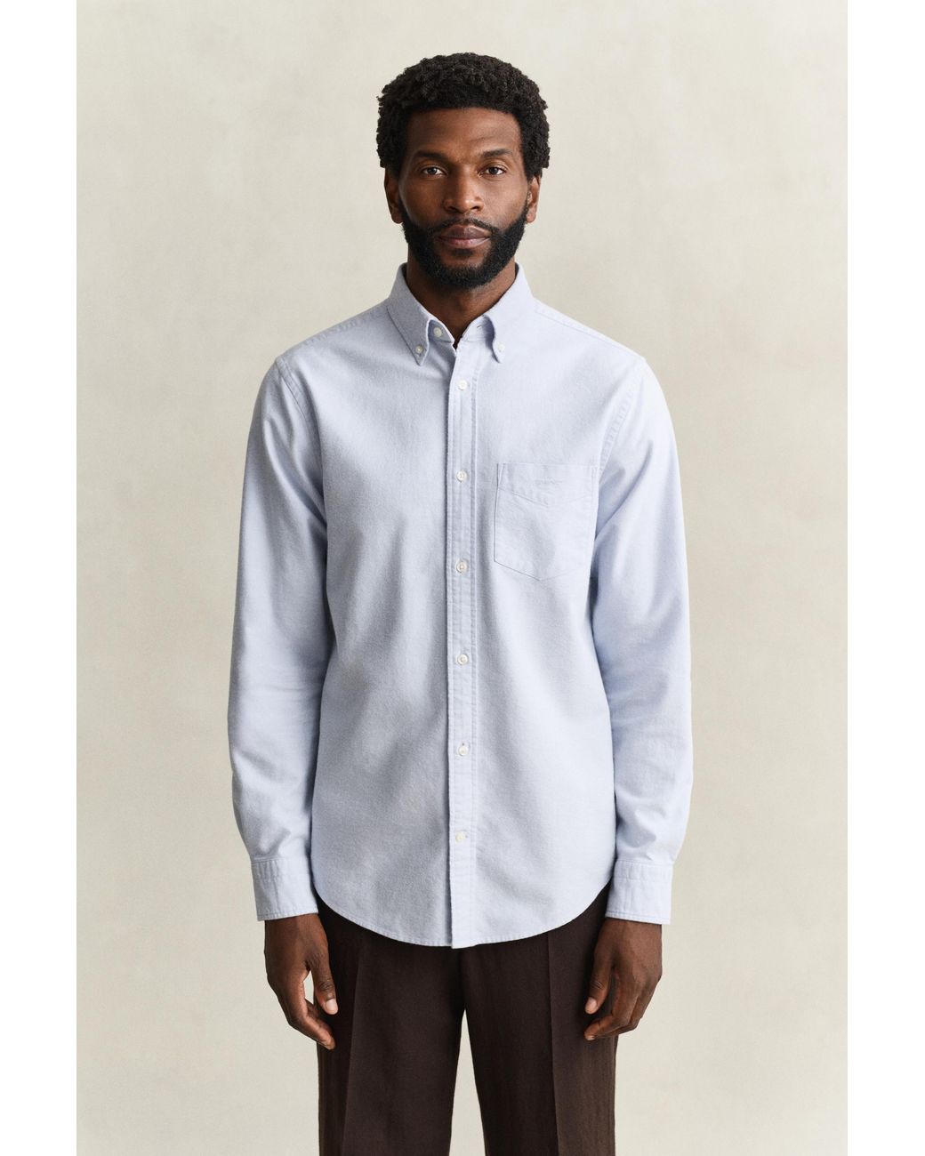 Gant White Brushed Oxford Shirt Clear Sky for men