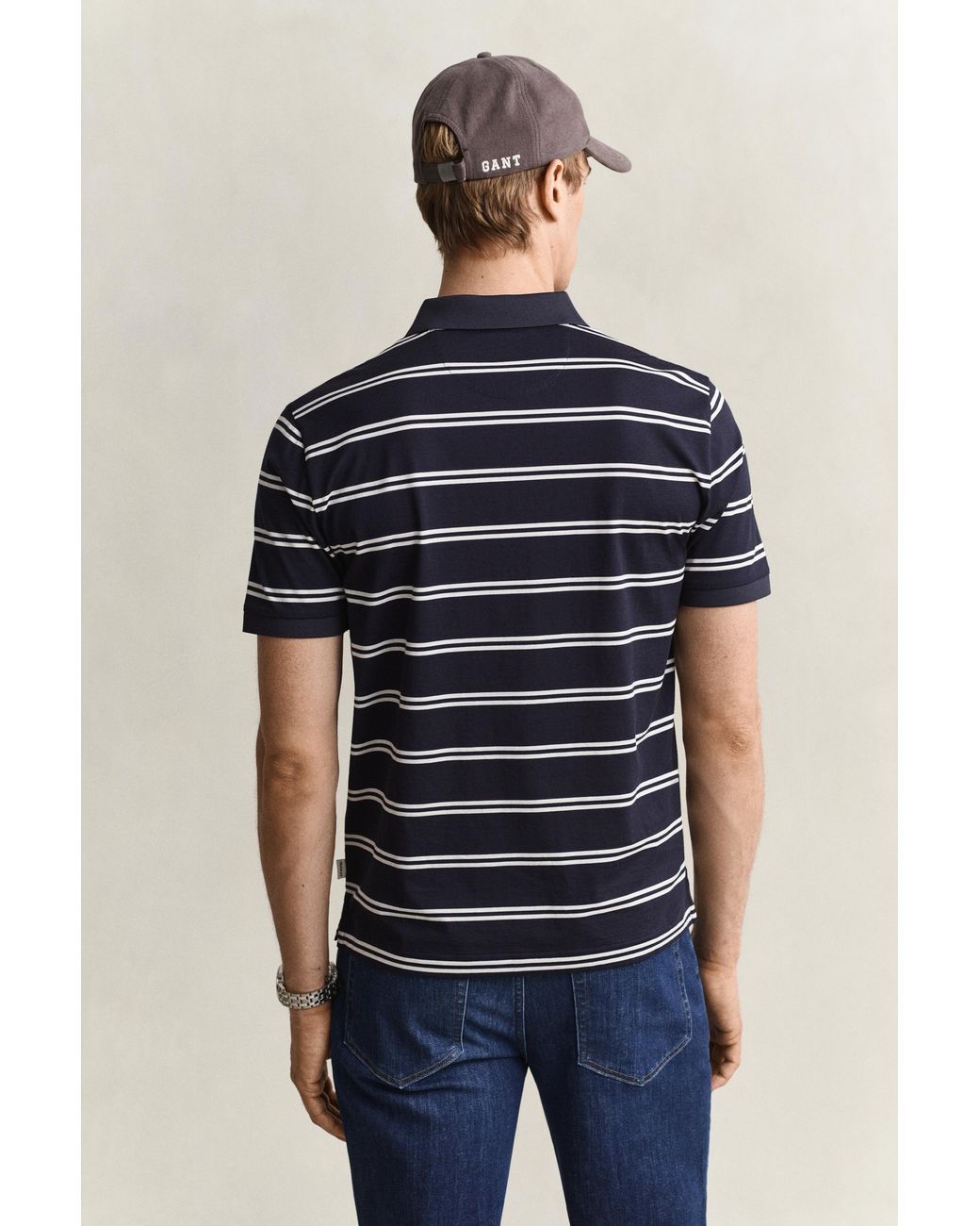 Gant Blue Striped Pima Cotton Polo Shirt Evening for men