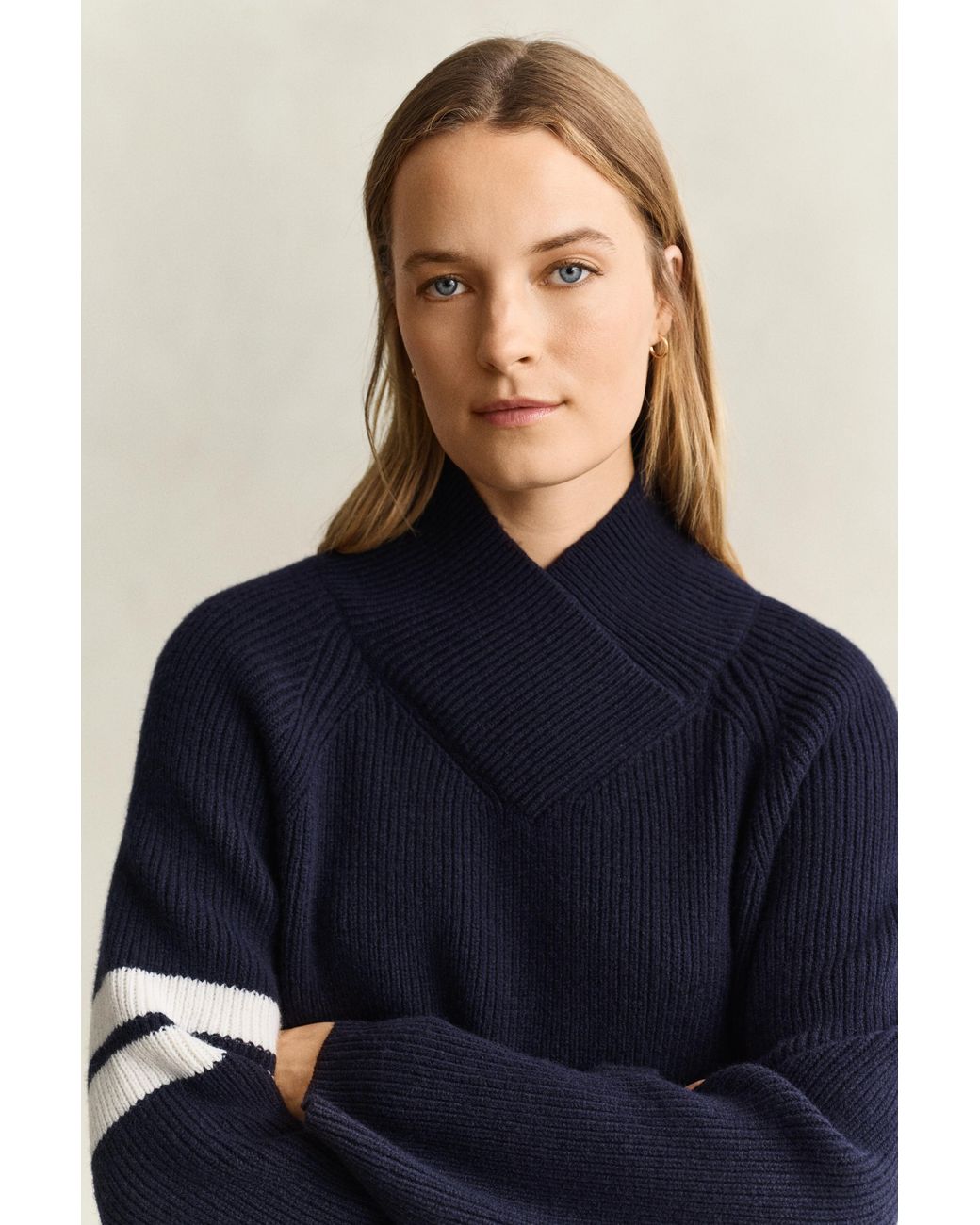 Gant Blue Ribbed Wool Sweater Evening