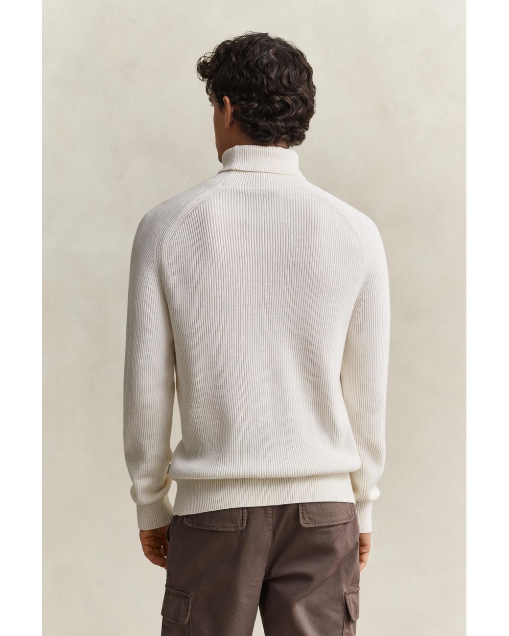 Gant Natural Cotton Merino Turtleneck Cream for men