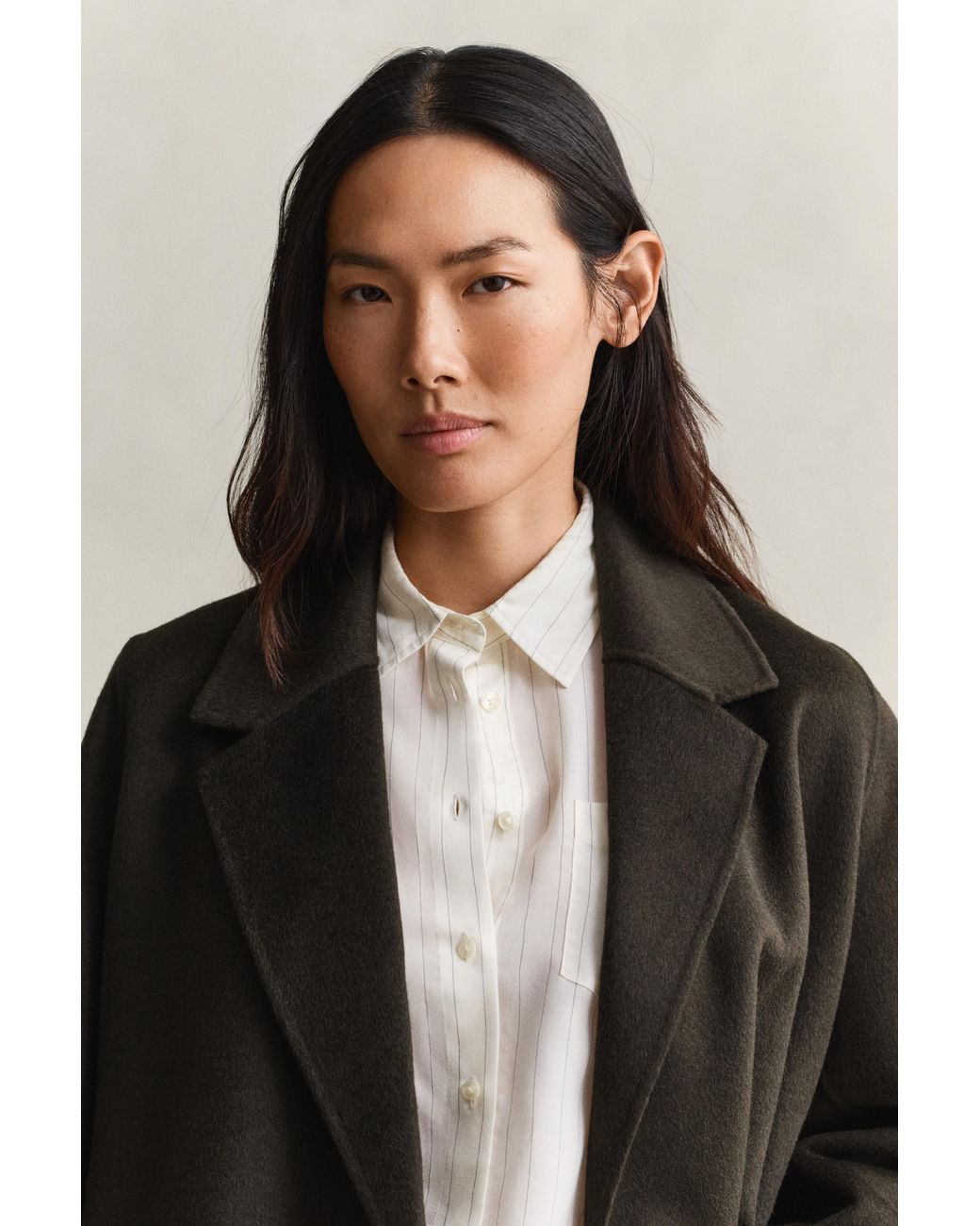 Gant Black Handstitched Belted Coat Dark Moss