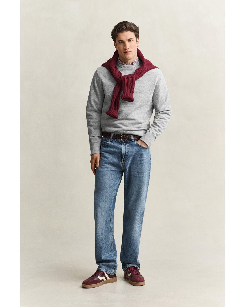 Gant Gray Heather Crew Neck Sweatshirt Melange for men