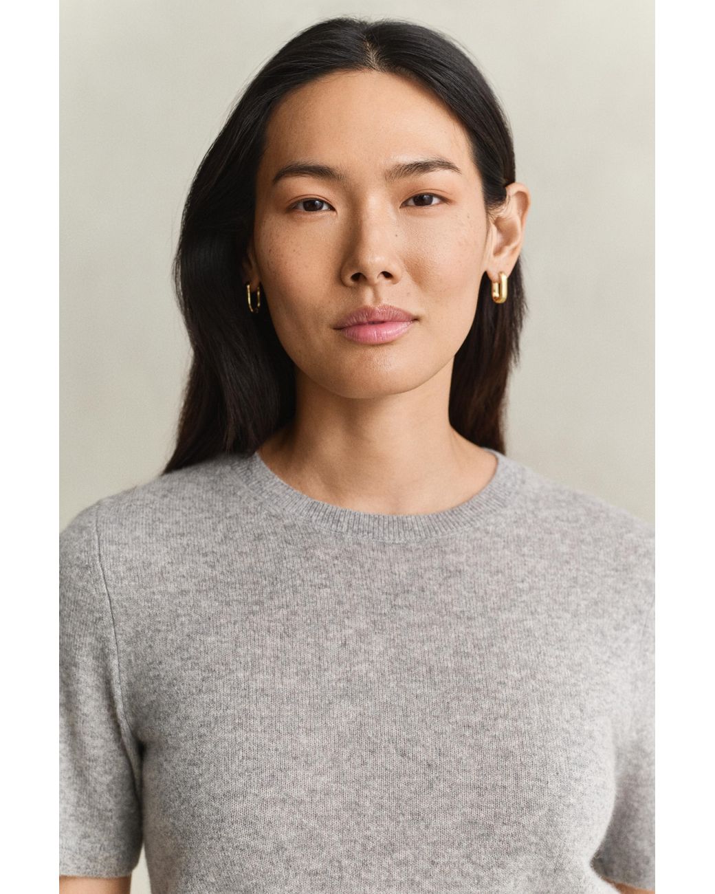 Gant Gray Cashmere Short Sleeve Sweater Melange