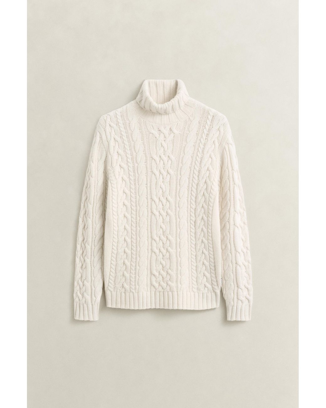 Gant Natural Wool Blend Turtleneck Sweater Cream for men