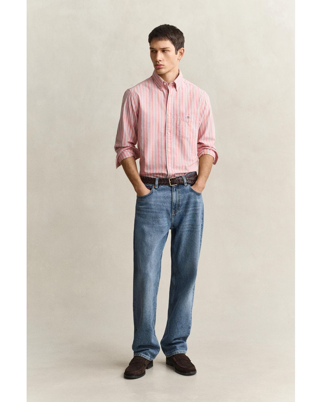 Gant Pink Striped Classic Oxford Shirt for men