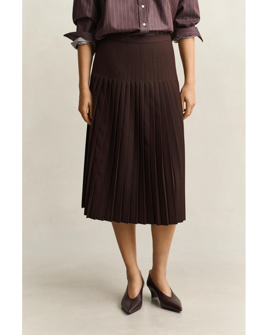 Gant Natural Pleated Midi Skirt Deep