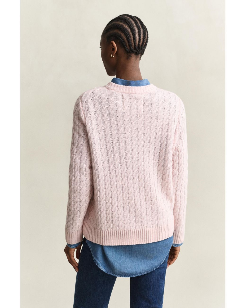 Gant Pink Cashmere Cable Knit Sweater