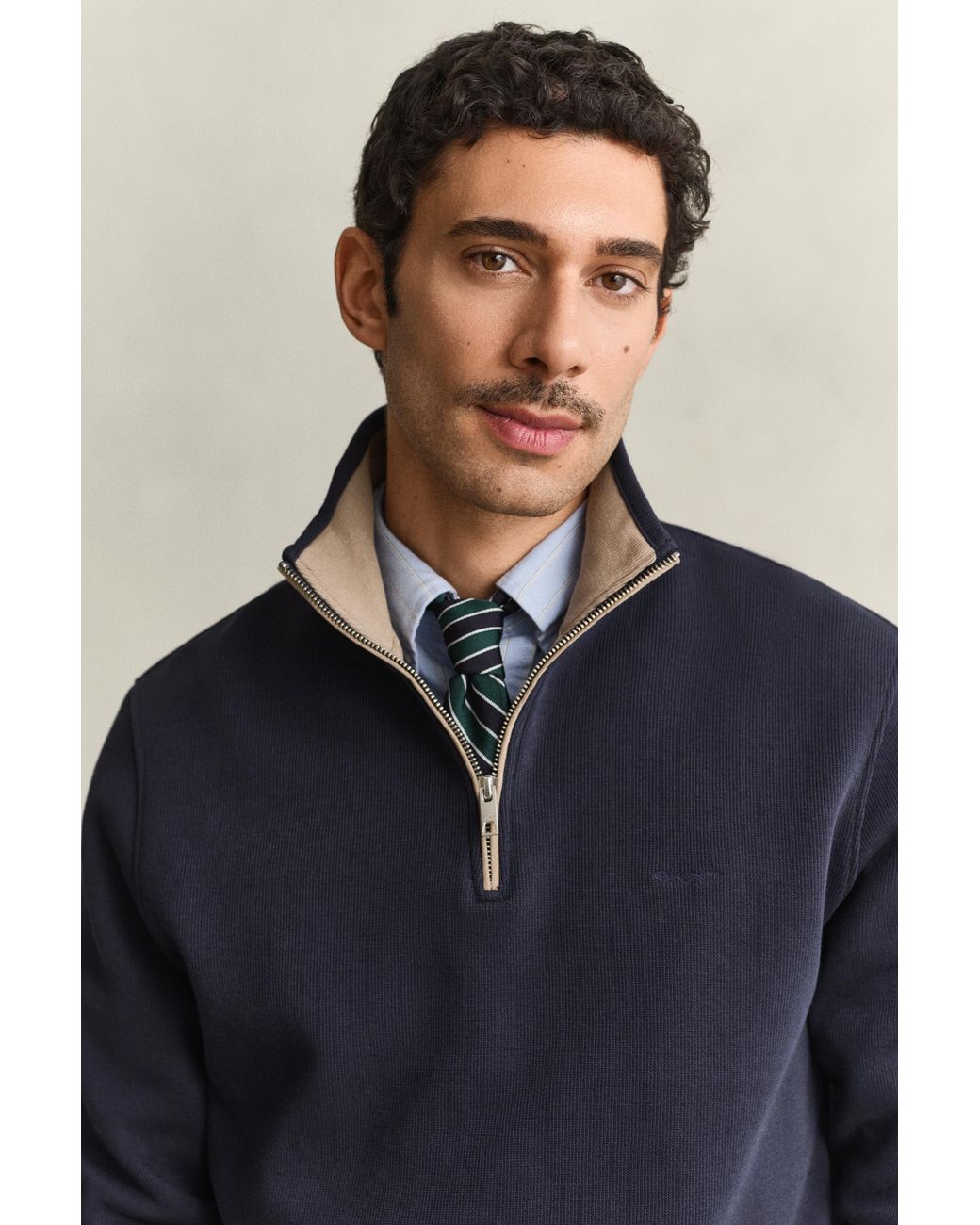 Gant Blue Sacker Rib Half-Zip Sweatshirt Evening for men
